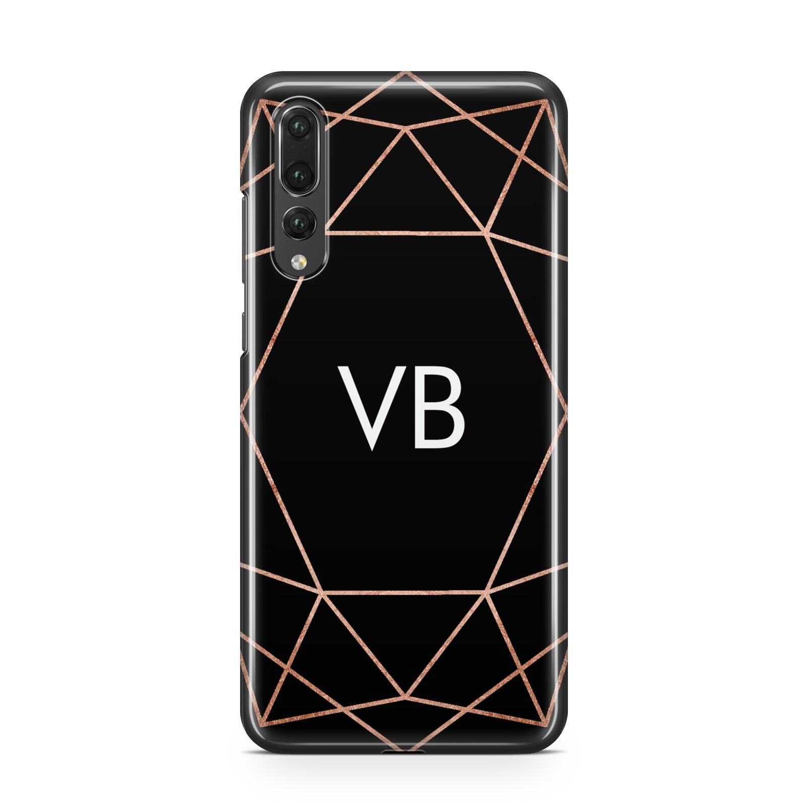 Personalised Black Rose Gold Initials Geometric Huawei P20 Pro Phone Case