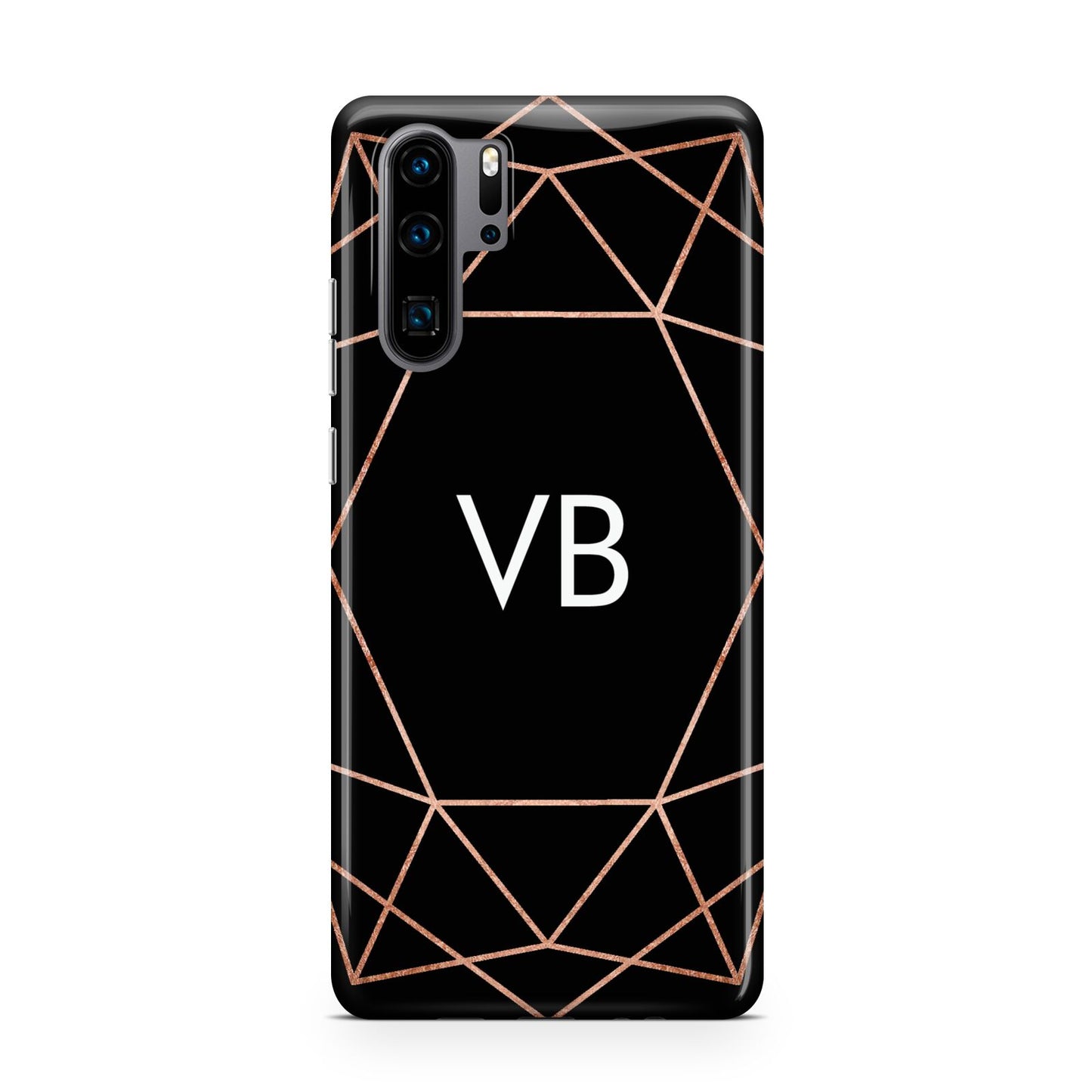 Personalised Black Rose Gold Initials Geometric Huawei P30 Pro Phone Case