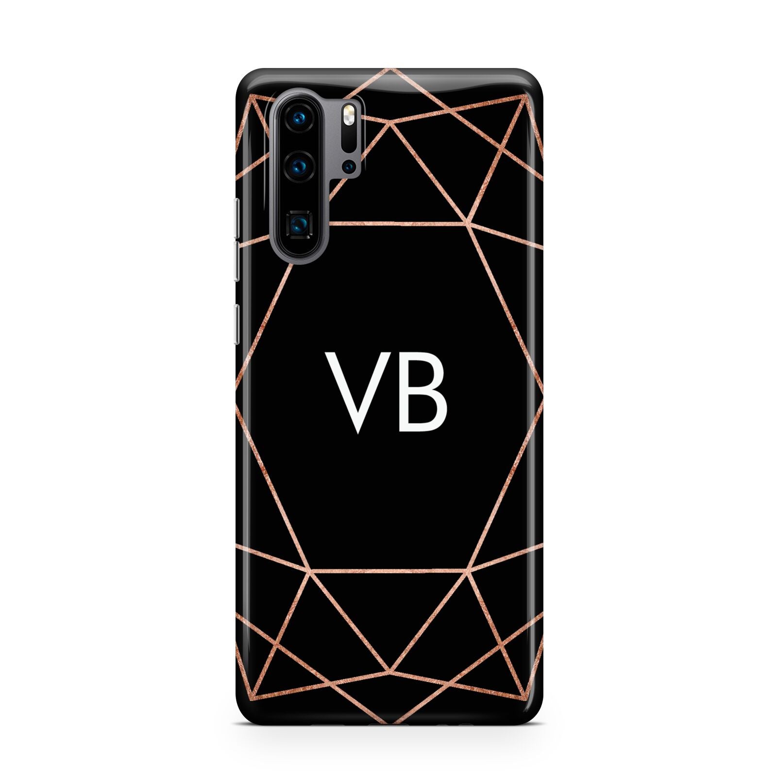 Personalised Black Rose Gold Initials Geometric Huawei P30 Pro Phone Case