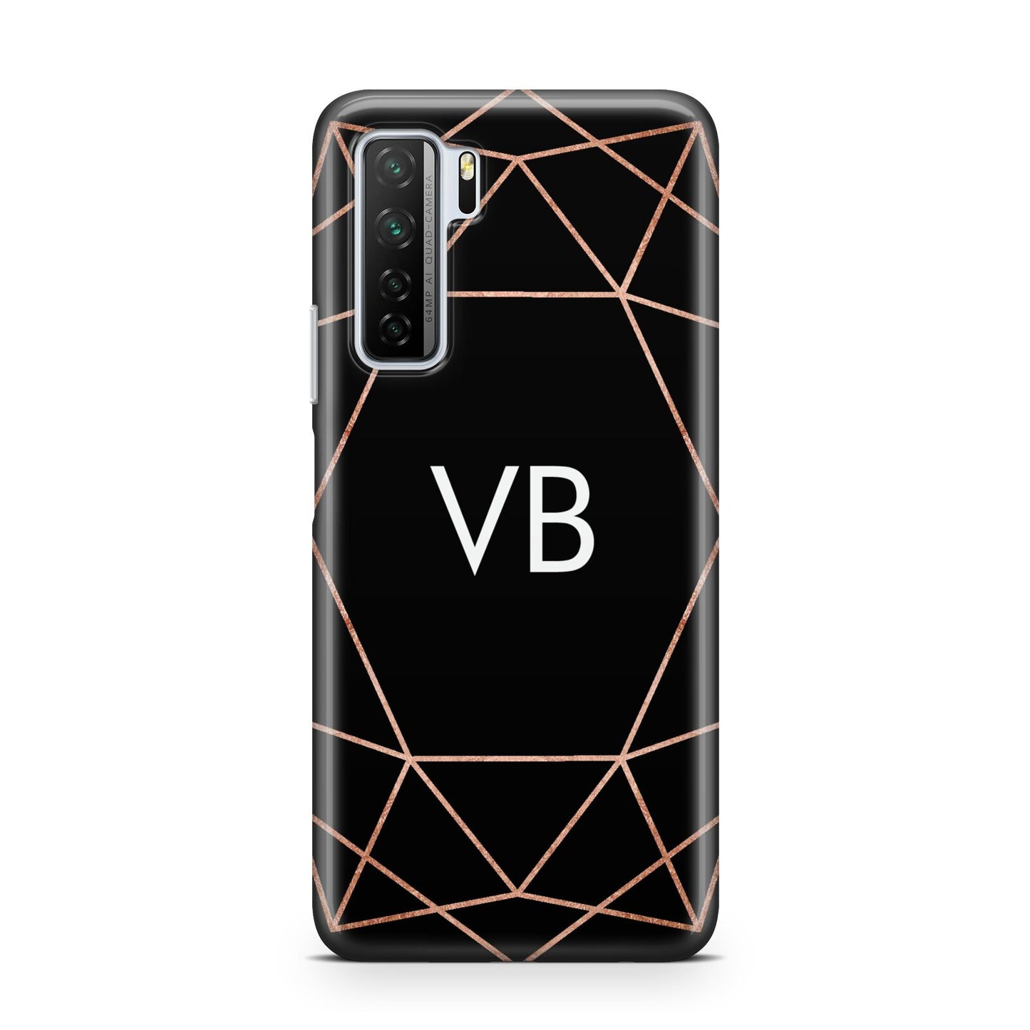 Personalised Black Rose Gold Initials Geometric Huawei P40 Lite 5G Phone Case
