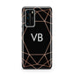 Personalised Black Rose Gold Initials Geometric Huawei P40 Phone Case