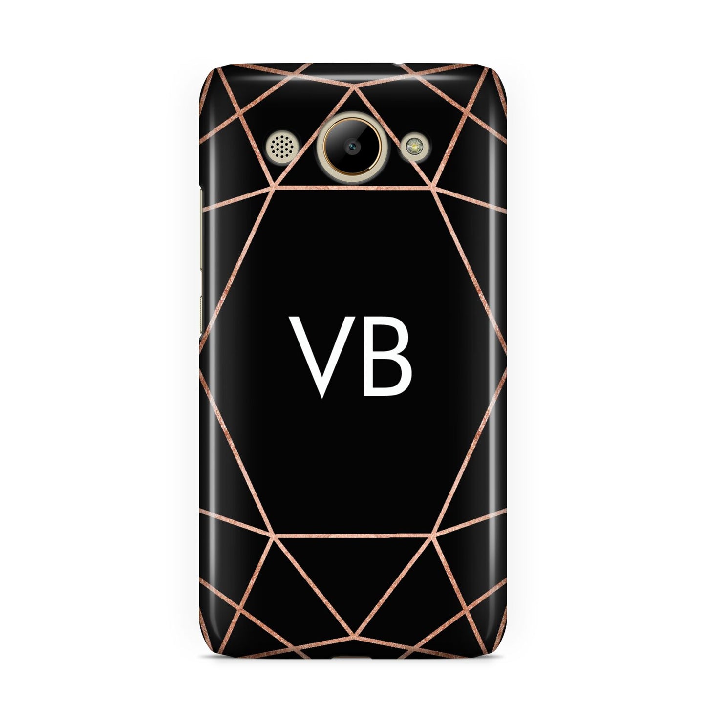 Personalised Black Rose Gold Initials Geometric Huawei Y3 2017