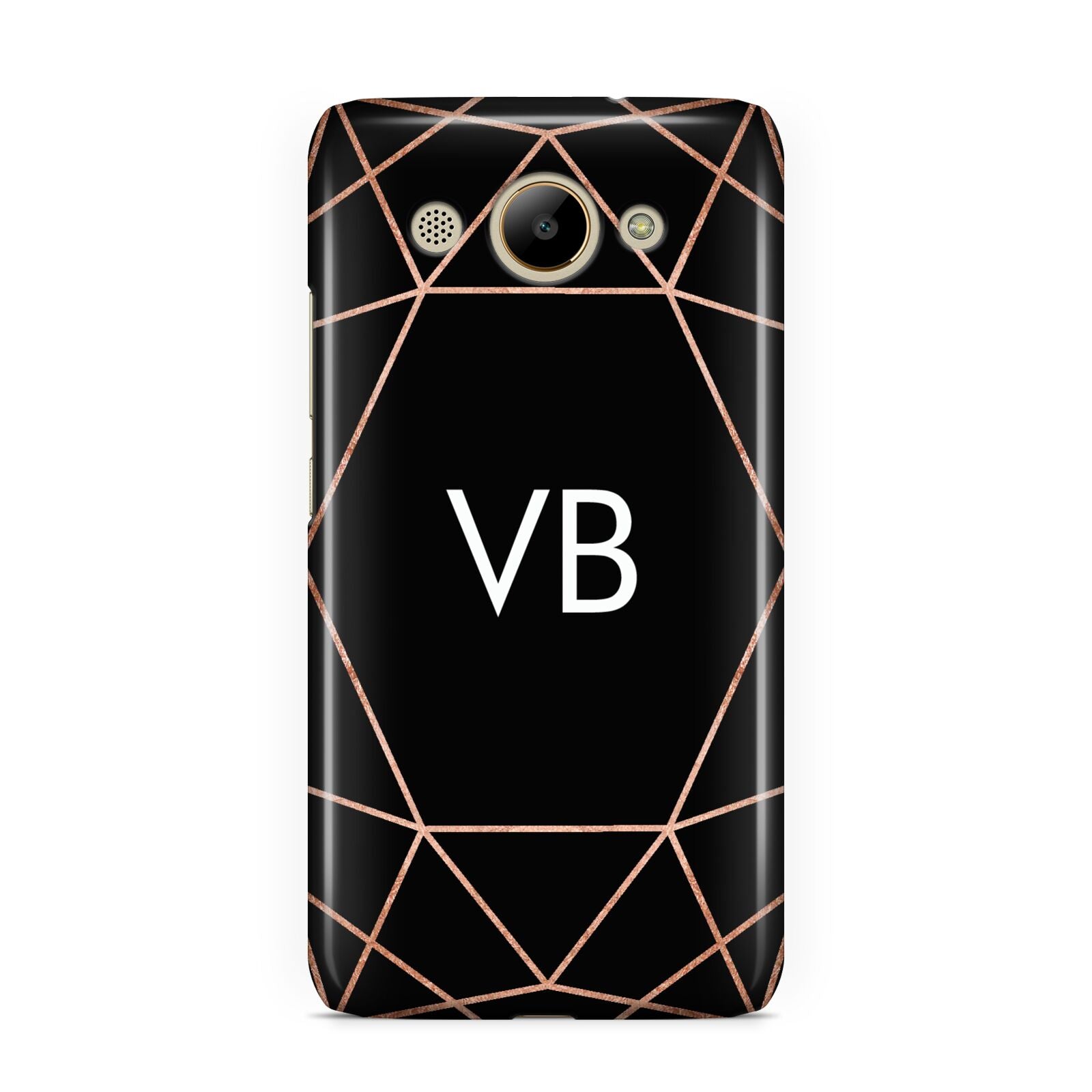Personalised Black Rose Gold Initials Geometric Huawei Y3 2017