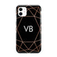 Personalised Black Rose Gold Initials Geometric iPhone 11 3D Tough Case