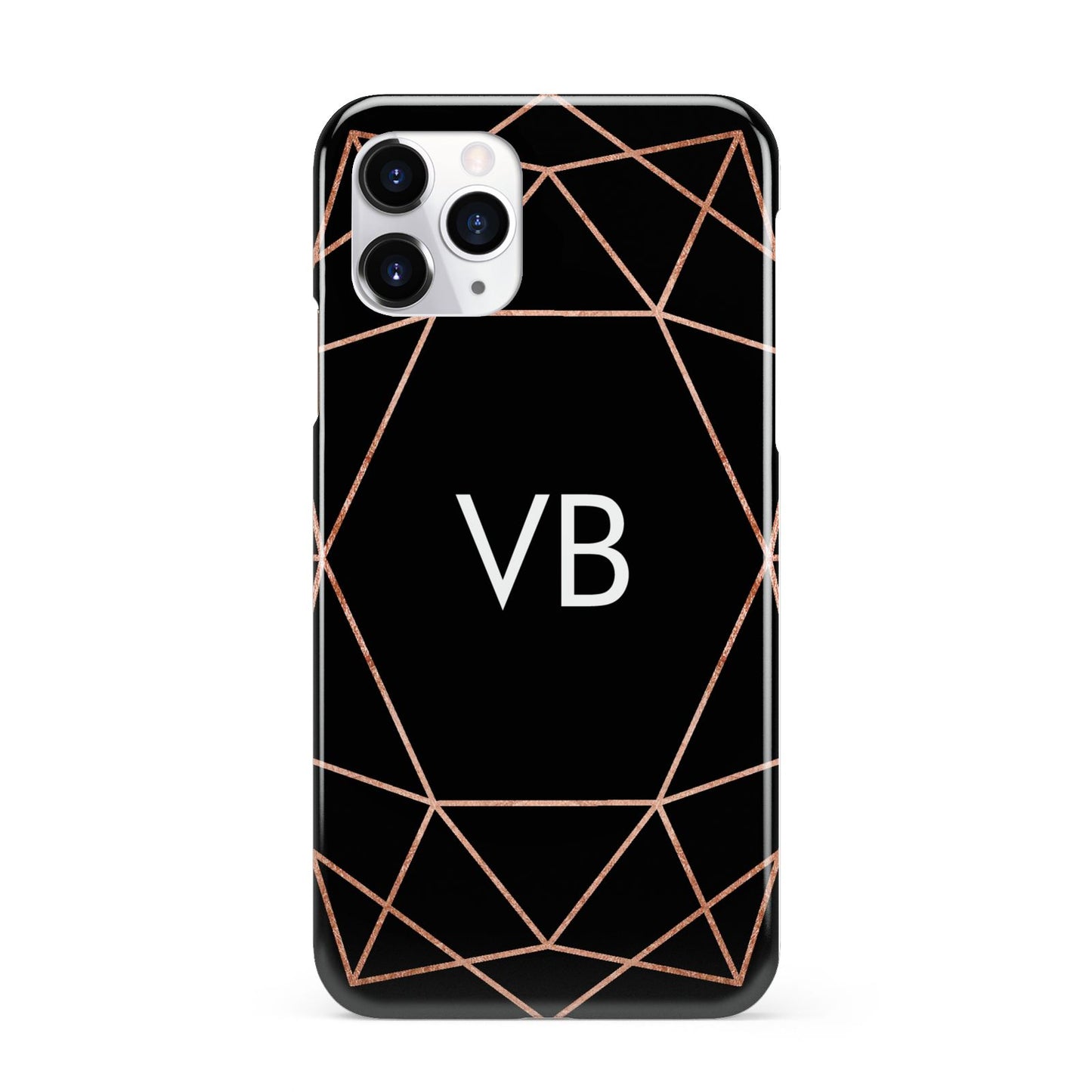 Personalised Black Rose Gold Initials Geometric iPhone 11 Pro 3D Snap Case