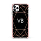 Personalised Black Rose Gold Initials Geometric iPhone 11 Pro Max Impact Pink Edge Case