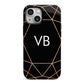 Personalised Black Rose Gold Initials Geometric iPhone 13 Mini Full Wrap 3D Tough Case