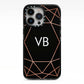 Personalised Black Rose Gold Initials Geometric iPhone 13 Pro Black Impact Case on Silver phone