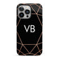 Personalised Black Rose Gold Initials Geometric iPhone 13 Pro Full Wrap 3D Tough Case