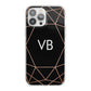 Personalised Black Rose Gold Initials Geometric iPhone 13 Pro Max TPU Impact Case with White Edges