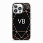 Personalised Black Rose Gold Initials Geometric iPhone 13 Pro TPU Impact Case with White Edges