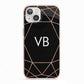 Personalised Black Rose Gold Initials Geometric iPhone 13 TPU Impact Case with Pink Edges