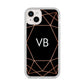 Personalised Black Rose Gold Initials Geometric iPhone 14 Plus Clear Tough Case Starlight