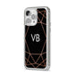 Personalised Black Rose Gold Initials Geometric iPhone 14 Pro Max Clear Tough Case Silver Angled Image