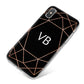 Personalised Black Rose Gold Initials Geometric iPhone X Bumper Case on Silver iPhone