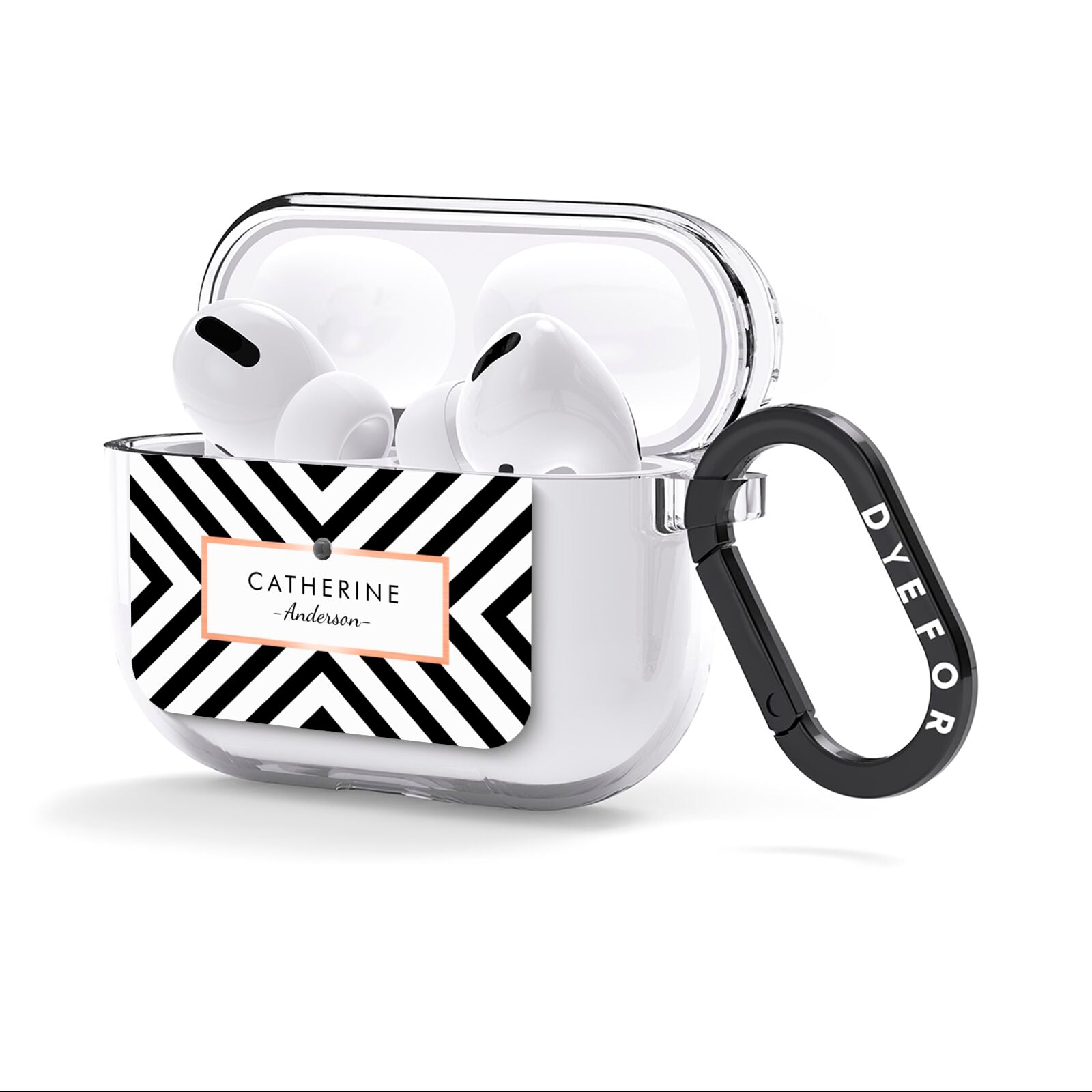 Personalised Black Rose Gold Name Or Initials AirPods Clear Case 3rd Gen Side Image