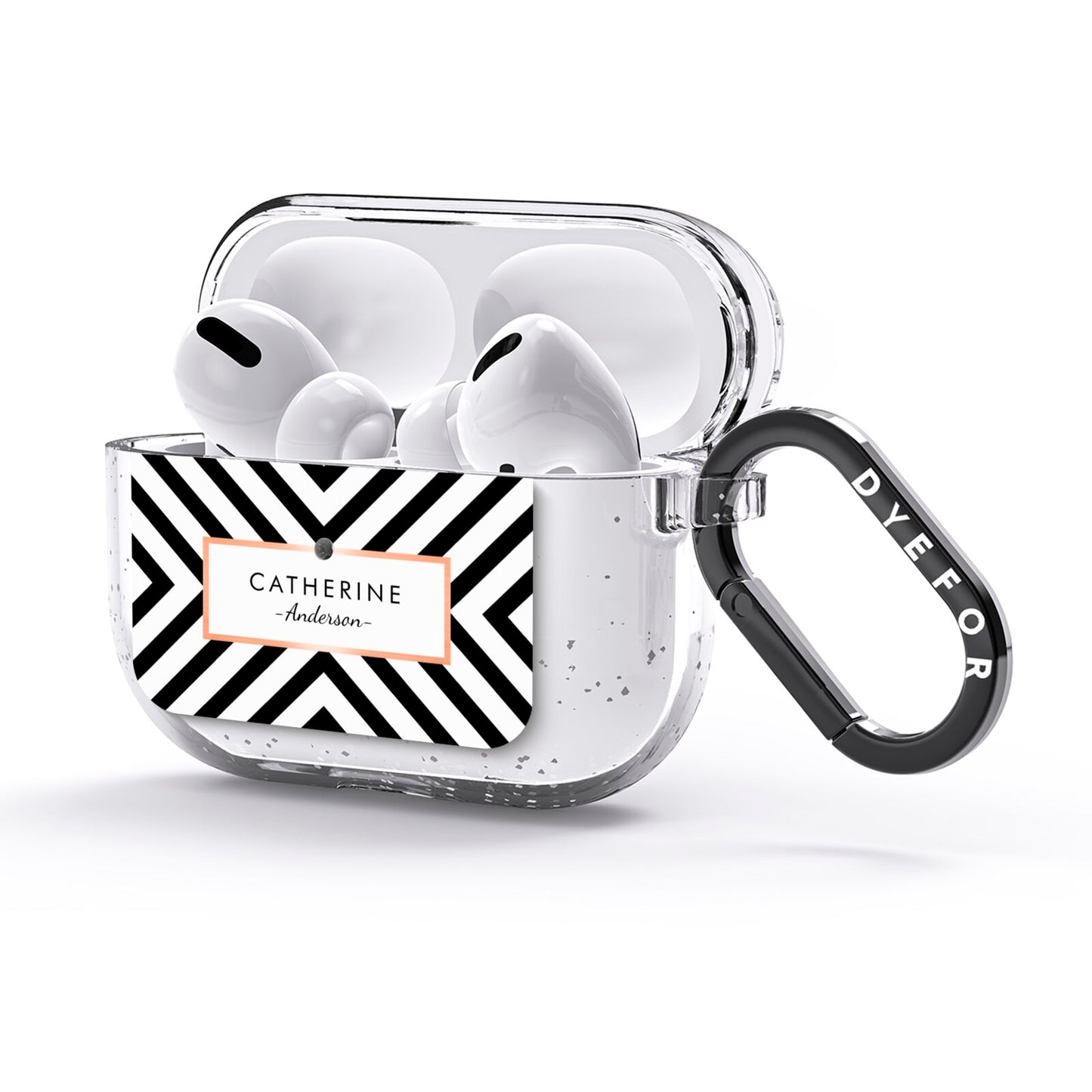 Personalised Black Rose Gold Name Or Initials AirPods Glitter Case 3rd Gen Side Image