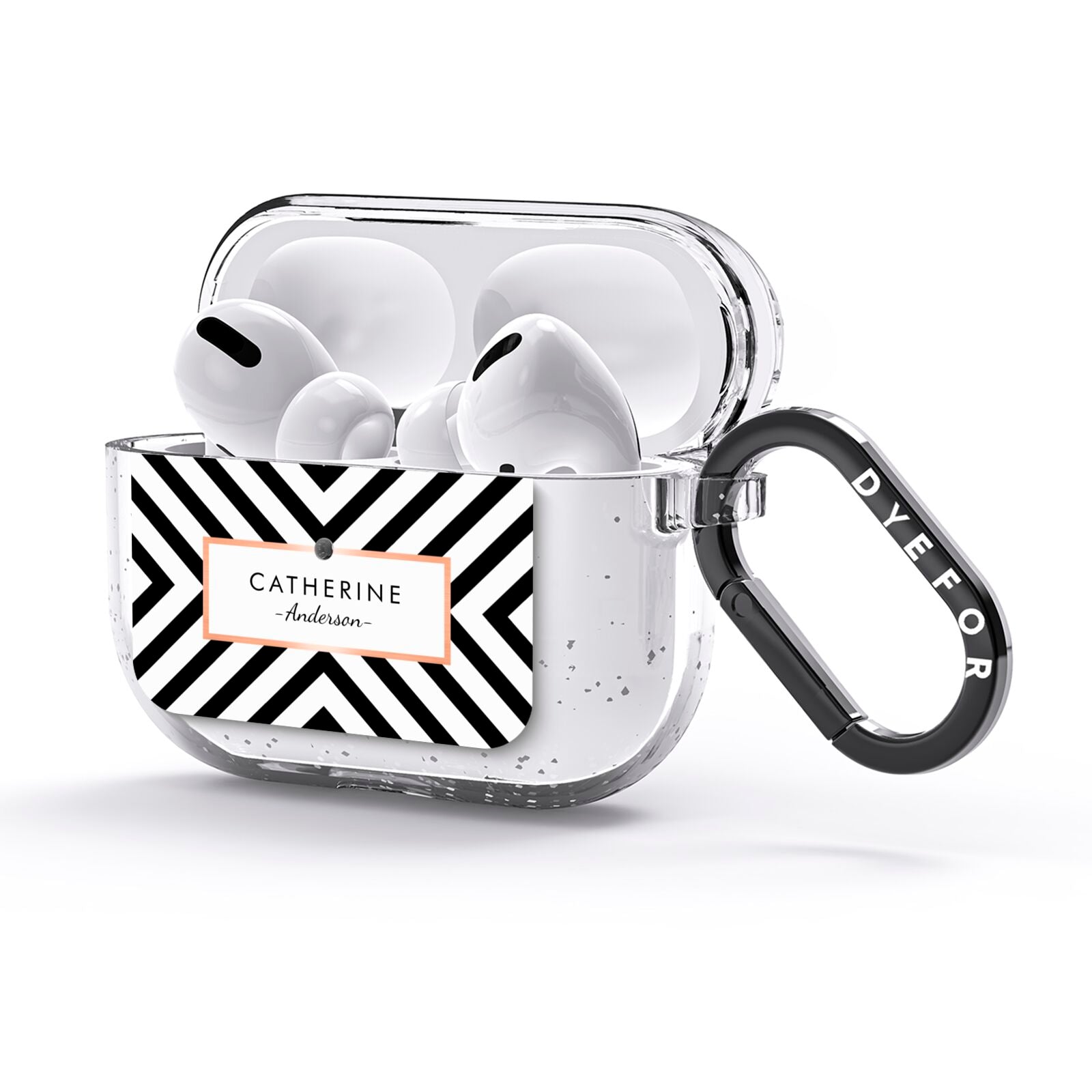 Personalised Black Rose Gold Name Or Initials AirPods Glitter Case 3rd Gen Side Image