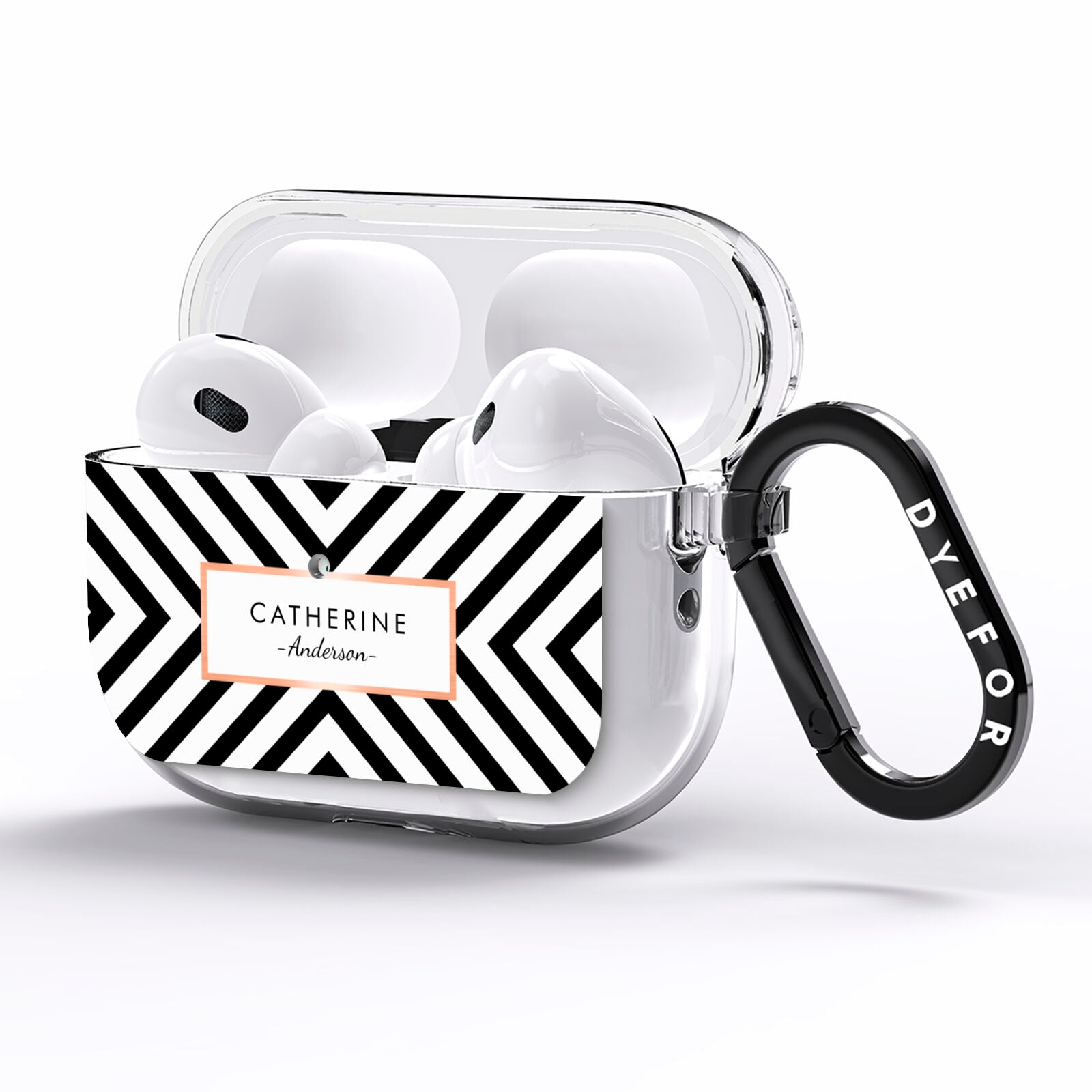 Personalised Black Rose Gold Name Or Initials AirPods Pro Clear Case Side Image