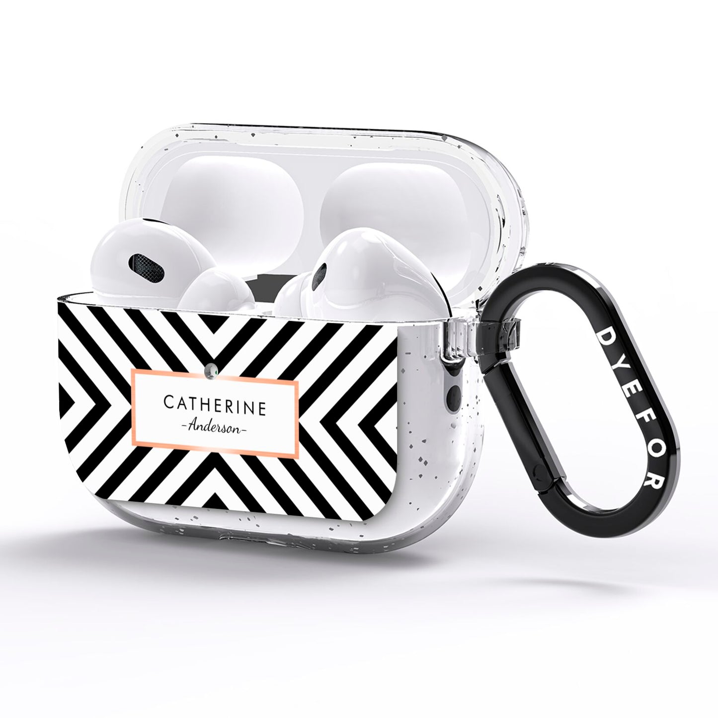 Personalised Black Rose Gold Name Or Initials AirPods Pro Glitter Case Side Image