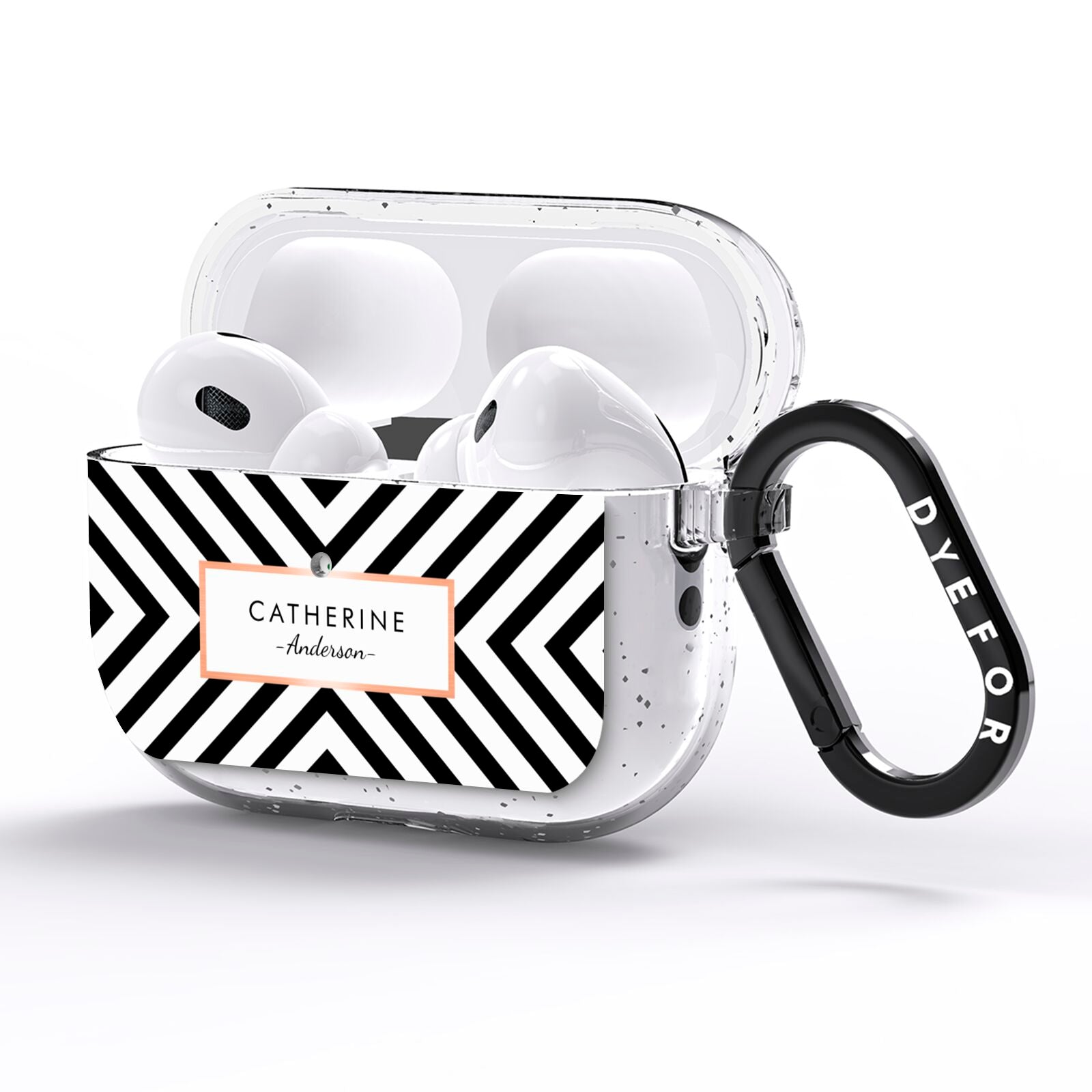 Personalised Black Rose Gold Name Or Initials AirPods Pro Glitter Case Side Image