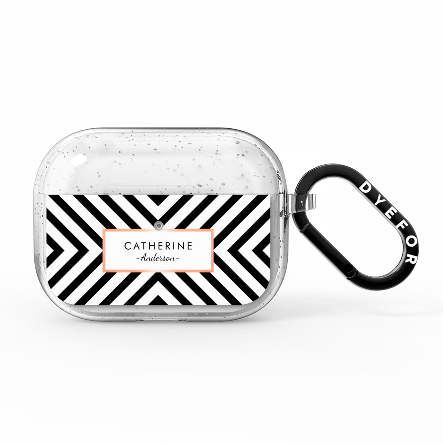 Personalised Black Rose Gold Name Or Initials AirPods Pro Glitter Case