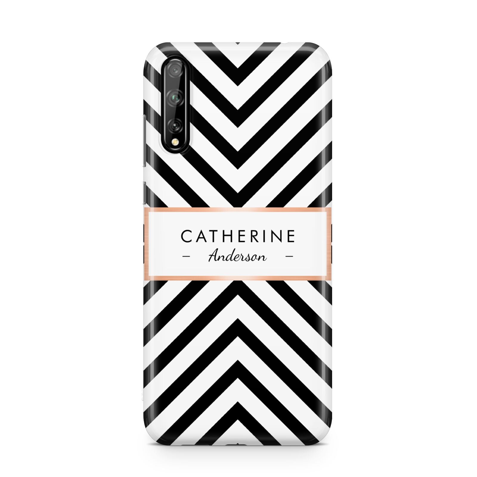 Personalised Black Rose Gold Name Or Initials Huawei Enjoy 10s Phone Case