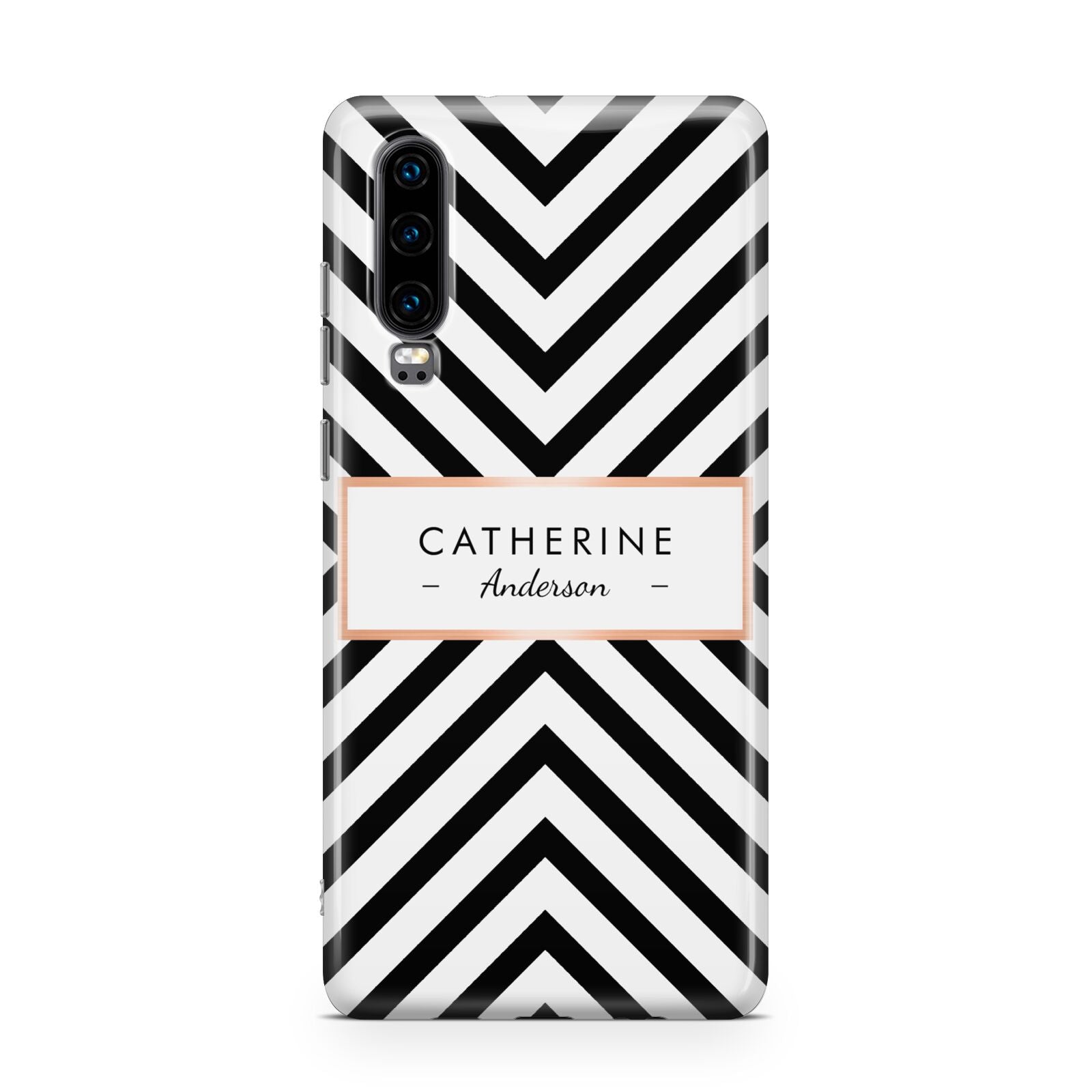 Personalised Black Rose Gold Name Or Initials Huawei P30 Phone Case
