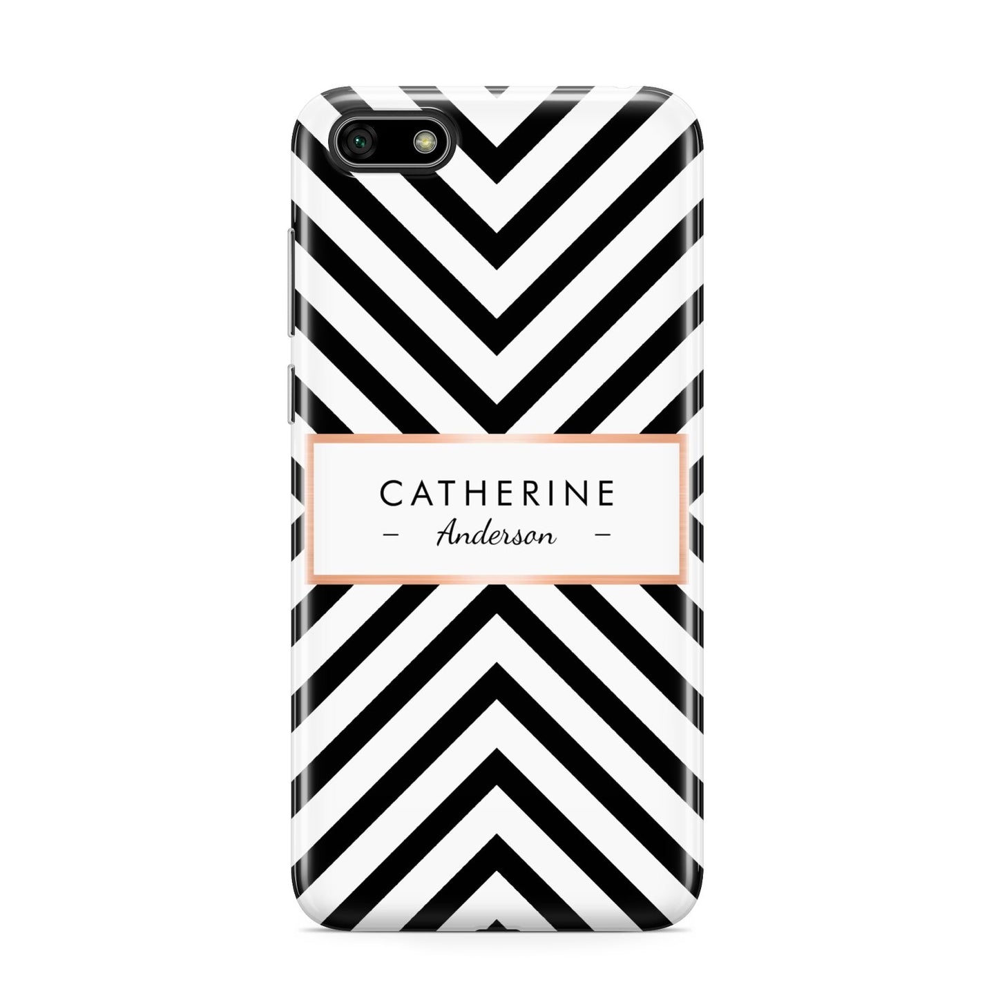 Personalised Black Rose Gold Name Or Initials Huawei Y5 Prime 2018 Phone Case