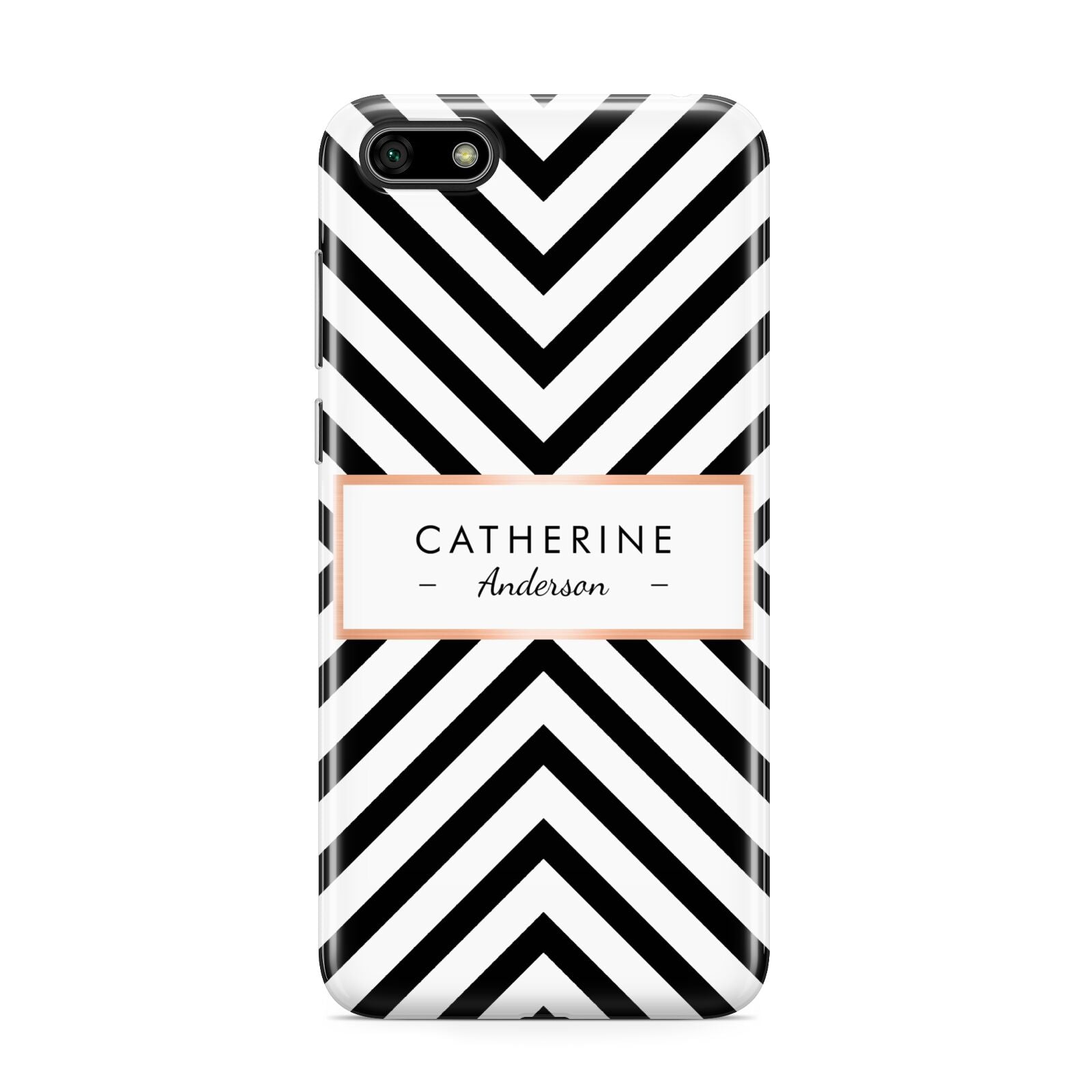 Personalised Black Rose Gold Name Or Initials Huawei Y5 Prime 2018 Phone Case