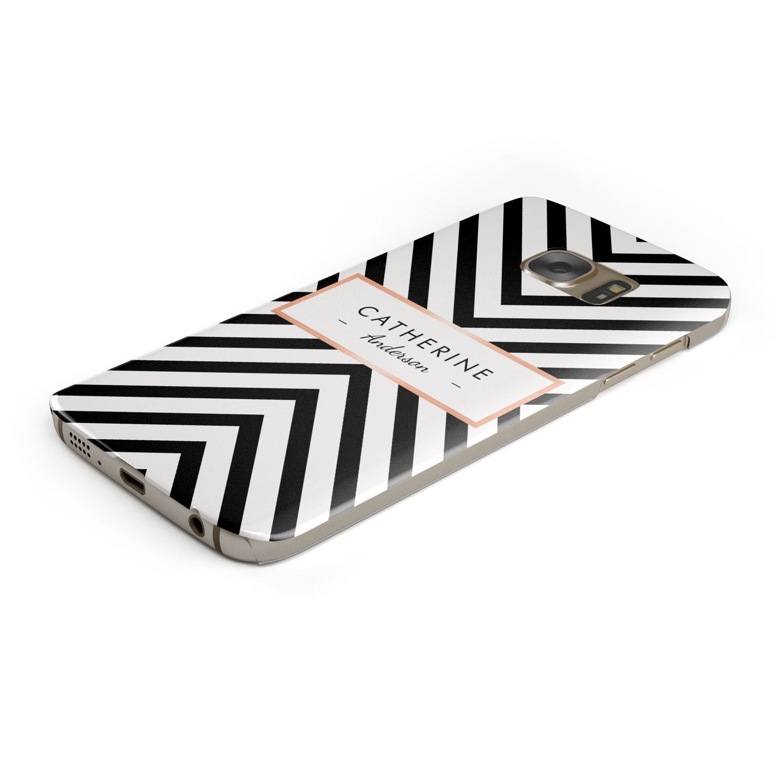 Personalised Black Rose Gold Name Or Initials Protective Samsung Galaxy Case Angled Image