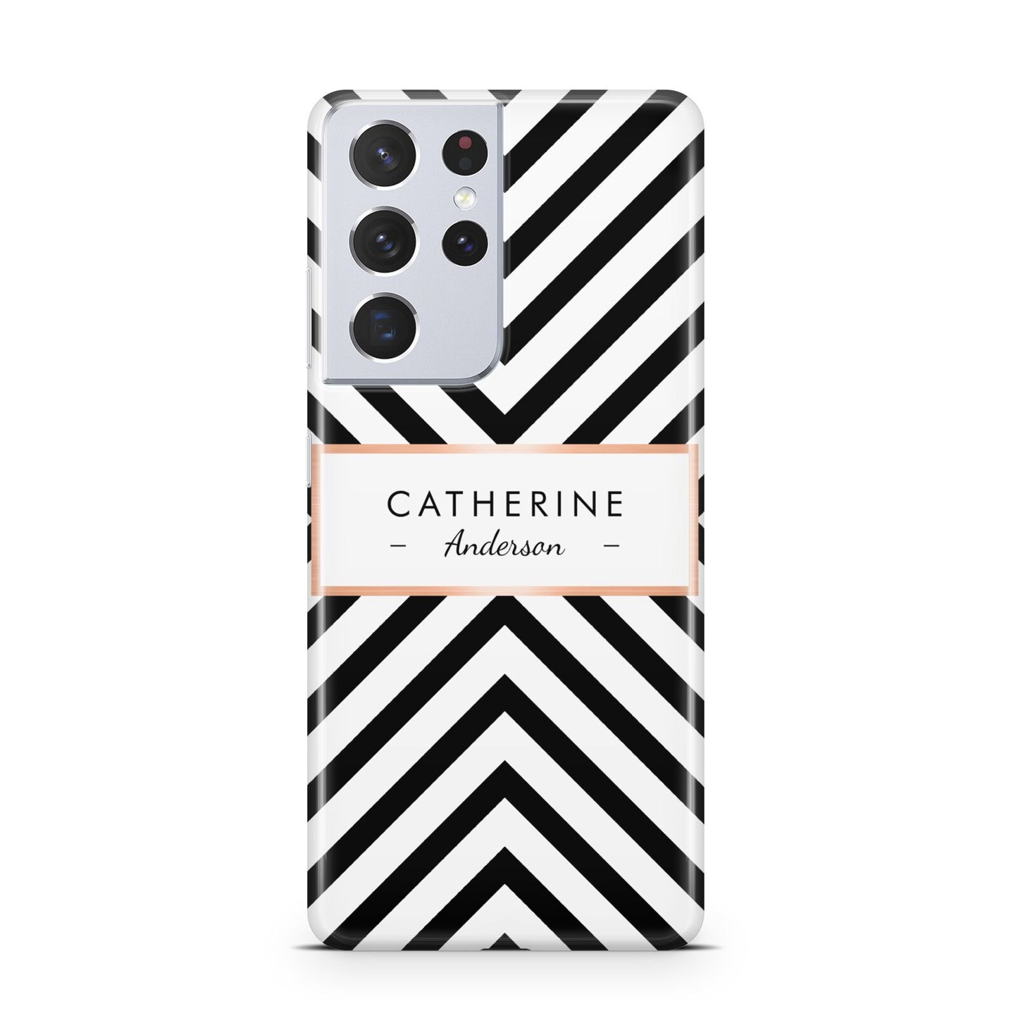 Personalised Black Rose Gold Name Or Initials Samsung S21 Ultra Case