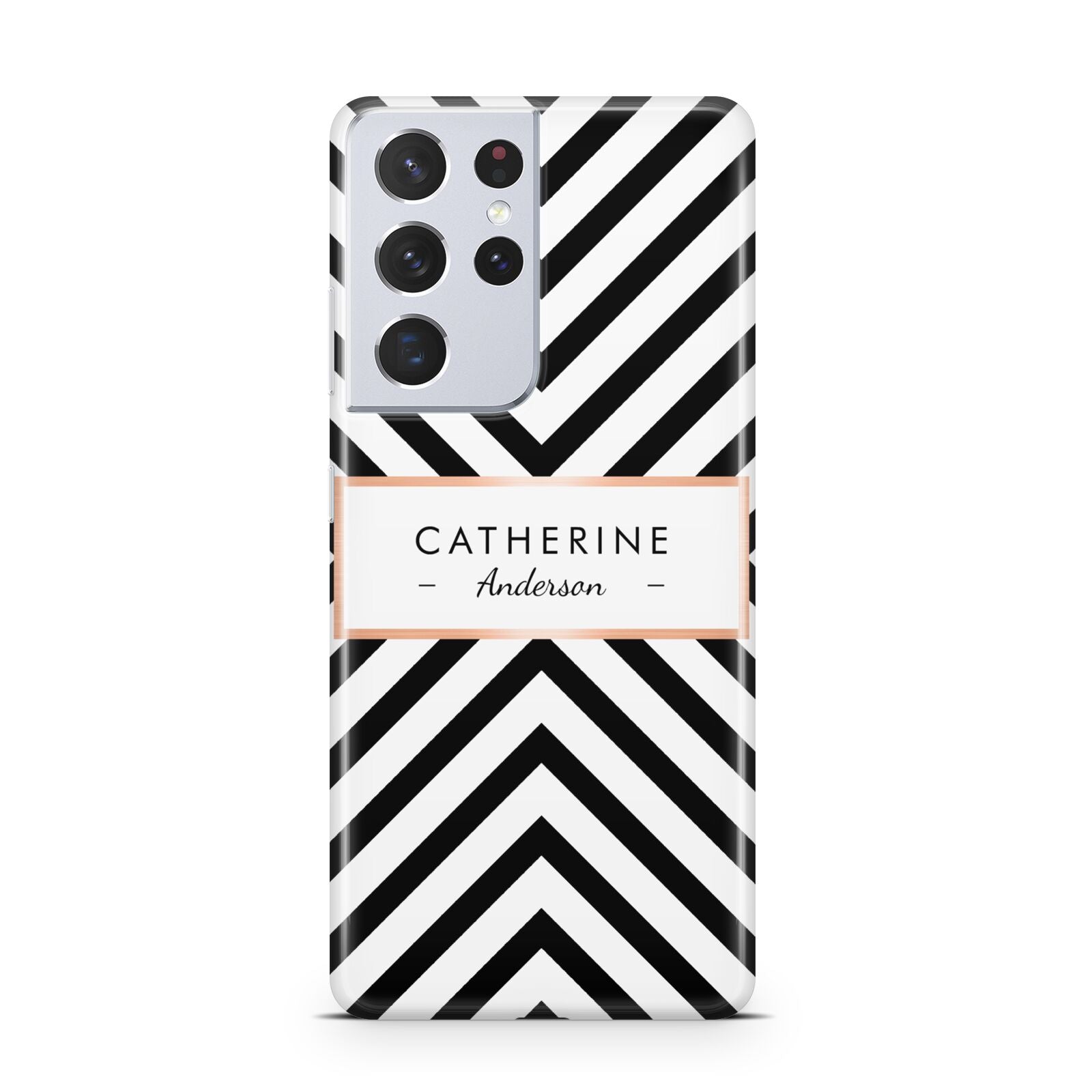 Personalised Black Rose Gold Name Or Initials Samsung S21 Ultra Case