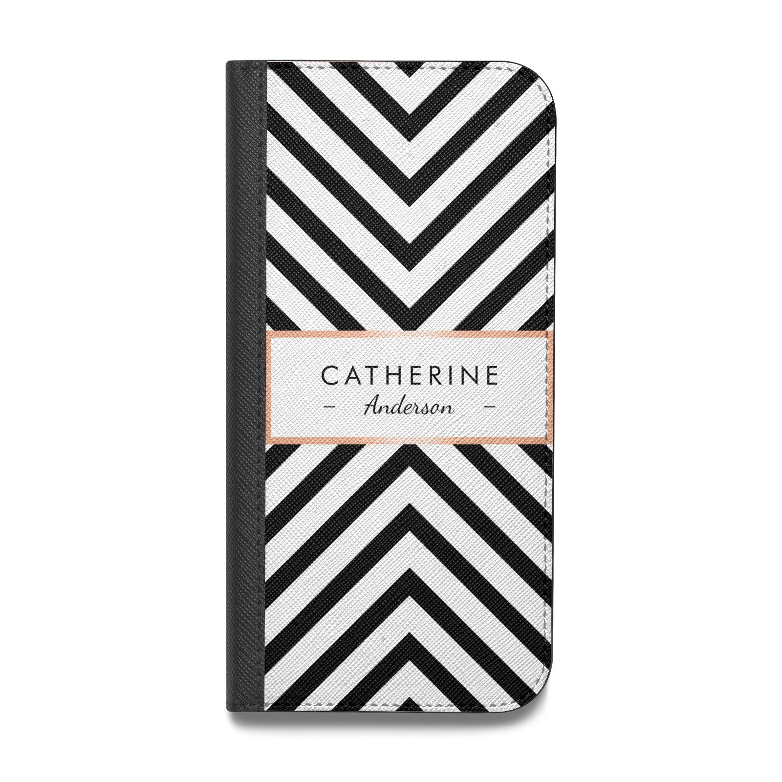 Personalised Black Rose Gold Name Or Initials Vegan Leather Flip Samsung Case