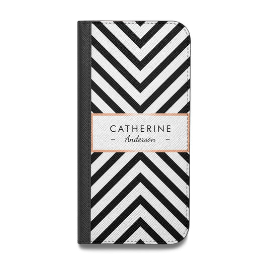 Personalised Black Rose Gold Name Or Initials Vegan Leather Flip Samsung Case