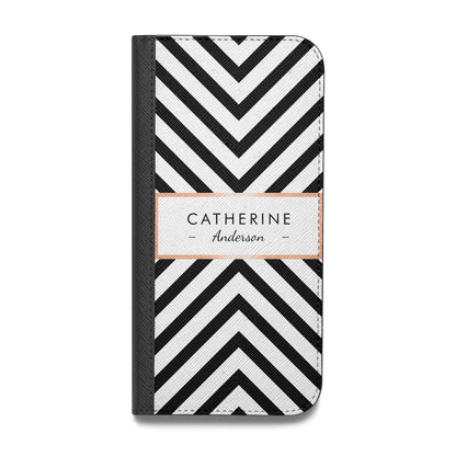 Personalised Black Rose Gold Name Or Initials Vegan Leather Flip iPhone Case