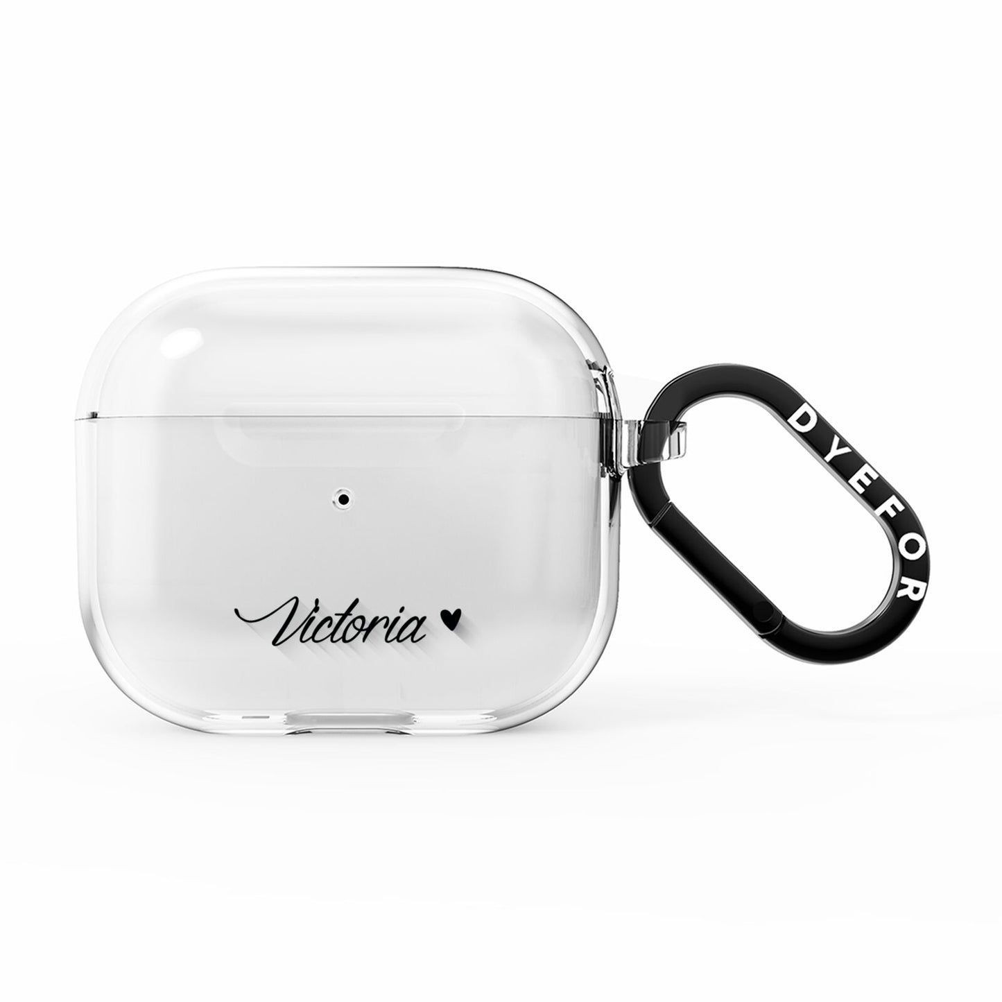 Personalised Black Script Name Heart Clear AirPods Clear Case 3rd Gen