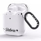 Personalised Black Script Name Heart Clear AirPods Clear Case Side Image