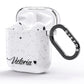 Personalised Black Script Name Heart Clear AirPods Glitter Case Side Image