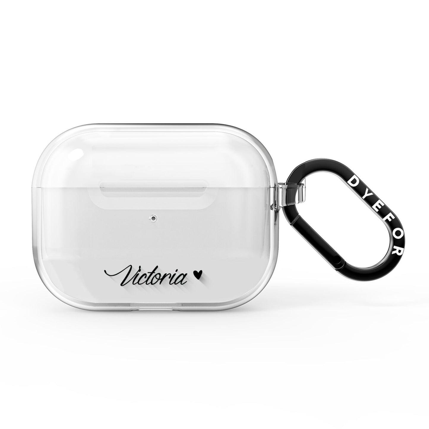 Personalised Black Script Name Heart Clear AirPods Pro Clear Case