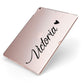 Personalised Black Script Name Heart Clear Apple iPad Case on Rose Gold iPad Side View