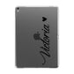 Personalised Black Script Name Heart Clear Apple iPad Grey Case