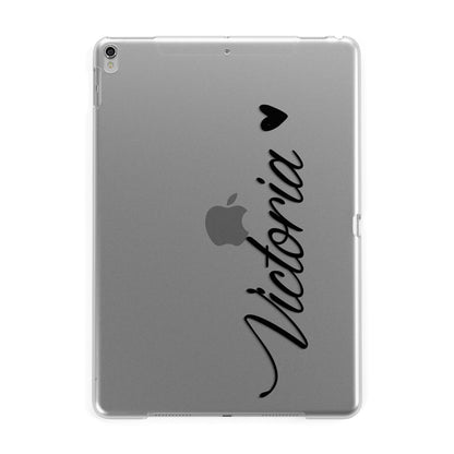 Personalised Black Script Name Heart Clear Apple iPad Silver Case