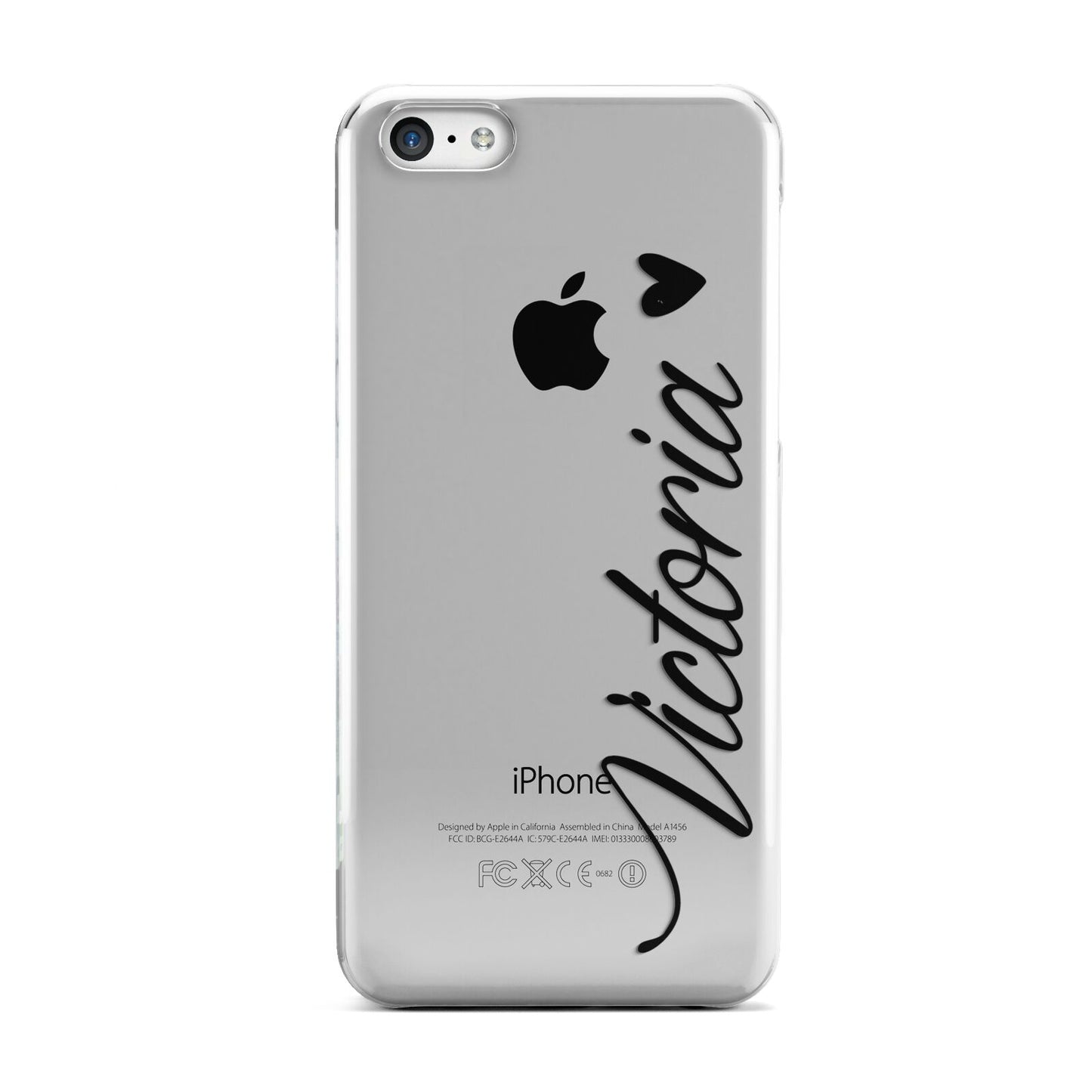 Personalised Black Script Name Heart Clear Apple iPhone 5c Case