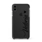 Personalised Black Script Name Heart Clear Apple iPhone Xs Max Impact Case Black Edge on Black Phone