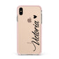 Personalised Black Script Name Heart Clear Apple iPhone Xs Max Impact Case Pink Edge on Gold Phone