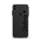 Personalised Black Script Name Heart Clear Apple iPhone Xs Max Impact Case White Edge on Black Phone