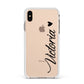 Personalised Black Script Name Heart Clear Apple iPhone Xs Max Impact Case White Edge on Gold Phone