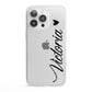 Personalised Black Script Name Heart Clear iPhone 13 Pro Clear Bumper Case