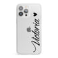 Personalised Black Script Name Heart Clear iPhone 13 Pro Max Clear Bumper Case